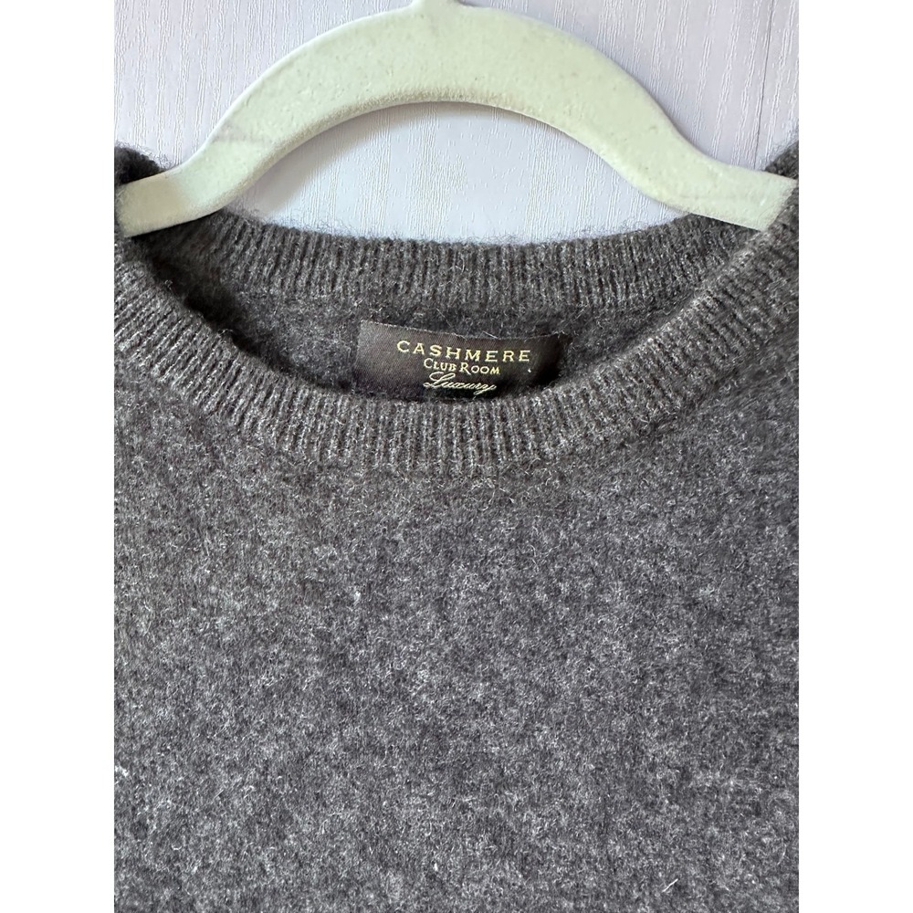Club Room Luxury Cashmere Sweater Womens Medium Charcoal Gray Crewneck Knit